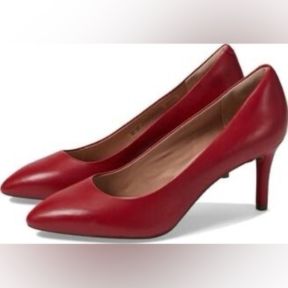 Red leather 80’s style Rockport total motion heels 75 mm shoes